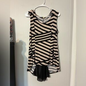 Libian Black and Cream Geometric Tank Top